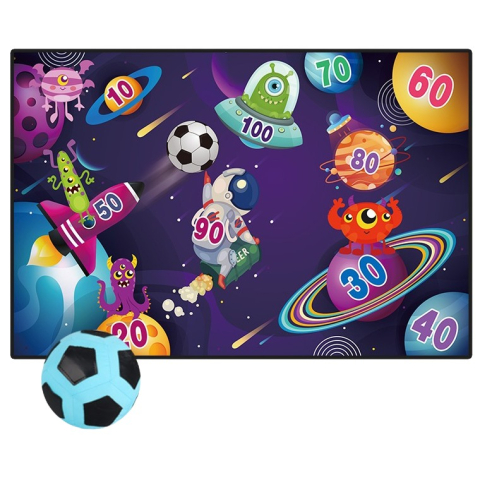 Jocuri Educative - Set de fotbal pentru copii, model extraterestrii, poarta textila, minge cu scai, 150 x 100 cm