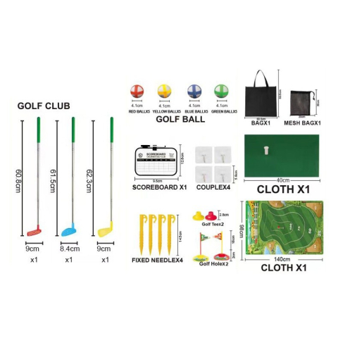Set de golf interactiv, model A, covor 140x98 cm, 3 crose reglabile, 4 mingi cu scai [2]