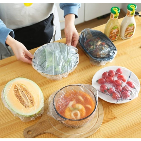 Depozitare Alimente - Pachet 500 Folii Protectie Elastice pentru Alimente si Boluri, diametru ajustabil 12-40 cm
