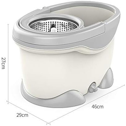 Set galeata si mop rotativ 360°, cu dubla actiune centrifuga, maner telescopic otel inoxidabil, alb [1]