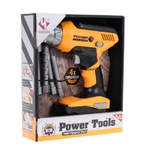 Constructii si Magnetice - set jucarie bormasina copii cu 4 capete schimb portocaliu