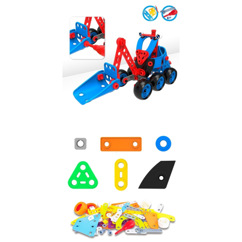Set pentru construit masini, educativ si creativ, 134 piese, materiale rezistente [5]