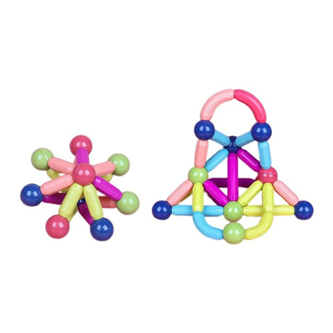 Jucarii Magnetice - Set piese magnetice, 138 piese multicolor, constructii 2D si 3D nelimitate, plastic cu magneti