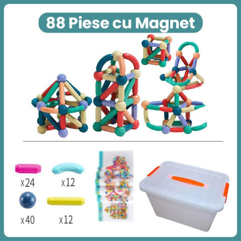 Set piese magnetice, 88 piese, constructii nelimitate, plastic cu magneti, multicolor [1]