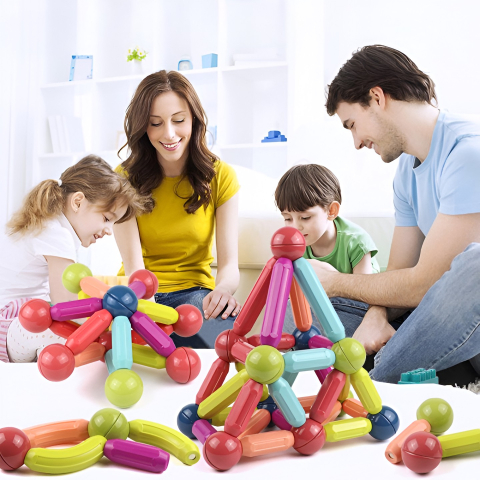 set 100 piese magnetice constructie bastonase bile multicolor [1]