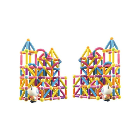 Jucarii Magnetice - Set piese magnetice pentru copii, 258 piese multicolor, plastic cu magneti integrati