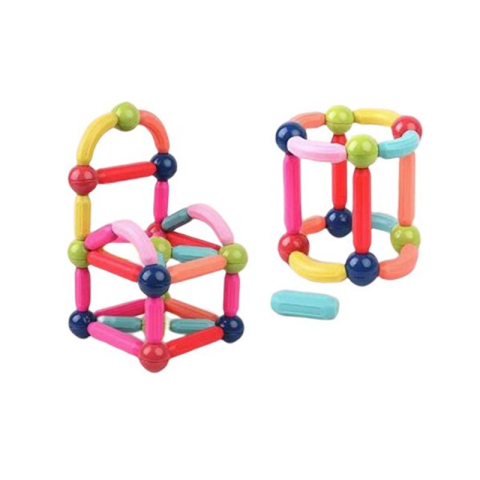 Jucarii Magnetice - Set piese magnetice pentru copii, 68 piese, constructii nelimitate, plastic cu magneti
