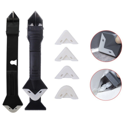 Set racleta pentru indepartare adeziv, 5 capete silicon, maner metalic, negru [7]