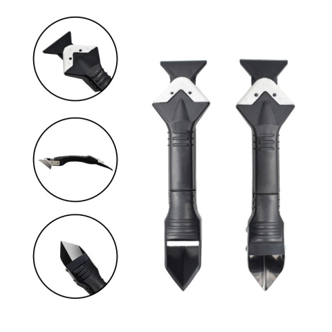 Set racleta pentru indepartare adeziv, 5 capete silicon, maner metalic, negru [6]