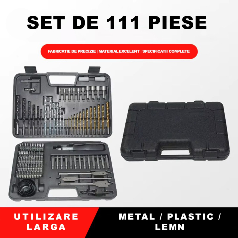 Set scule multifunctional, 111 piese, burghie lemn metal zidarie, cutie transport compacta [2]