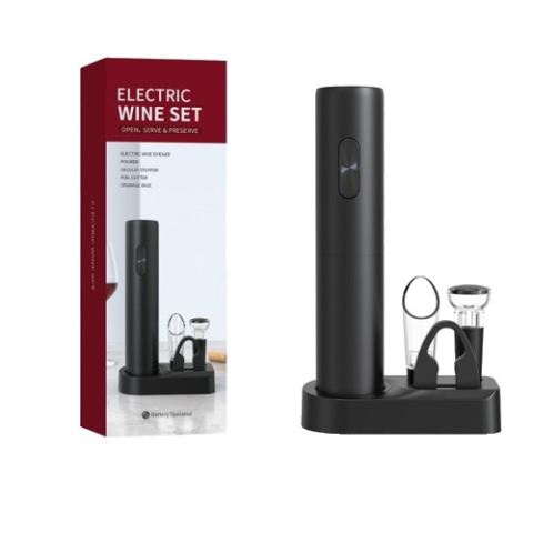 Accesorii Bucatarie - set tirbuson electric 5 piese negru otel inoxidabil