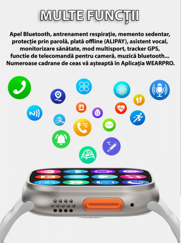 Smartwatch 1.99 inch cu apeluri Bluetooth si curea extra [3]