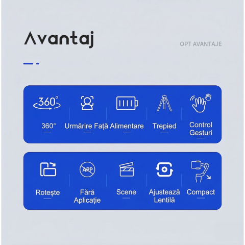 Stabilizator pentru telefon, AI face tracking, rotire 360 grade, aluminiu, negru [5]