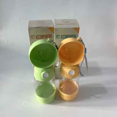Sticla portabila pentru apa si hrana animale, 2 in 1, cu maner ergonomic, din ABS, 400 ml/182 ml, verde [5]