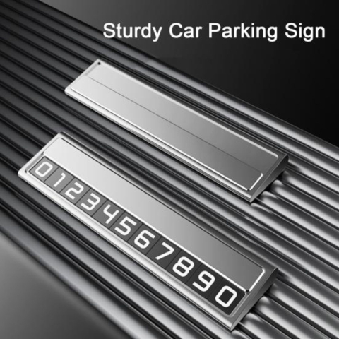 Suport auto numar telefon parcare, design metalic cu capac, cifre magnetice fluorescente, 11.8 x 3 x 1 cm [5]