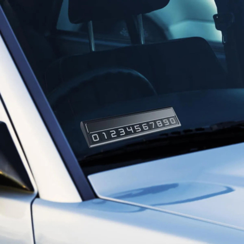 Suport auto numar telefon parcare, design metalic cu capac, cifre magnetice fluorescente, 11.8 x 3 x 1 cm [3]