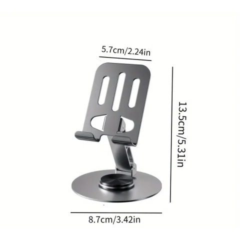 Suport birou pentru telefon sau tableta, pliabil, metal, rotire 360°, gri [1]