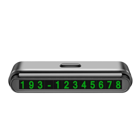 Produse utile sub 50 RON - Suport numar telefon auto, cu banda glisanta pentru ascundere, cifre verzi, negru mat