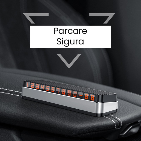 Suport numar telefon pentru parcare auto, pop-up cu ascundere, cifre rosii, gri [1]