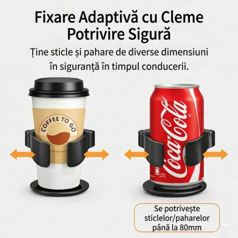 Suport pahar auto pentru grila ventilatie, montaj pe aerisire, multifunctional, ABS negru [3]