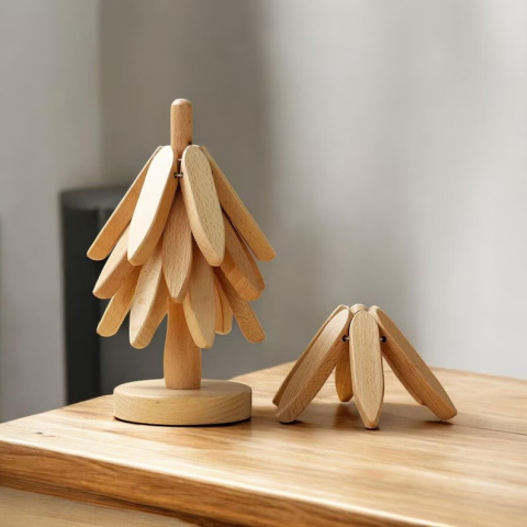 Suport termic pentru vase fierbinti, bambus natural, rezistent la caldura, maro deschis [1]