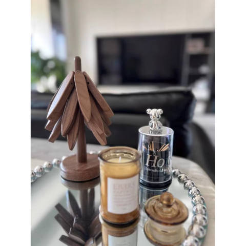 Suport termic pentru vase fierbinti, bambus, rezistent la caldura, maro inchis, 21 x 13.5 cm [3]