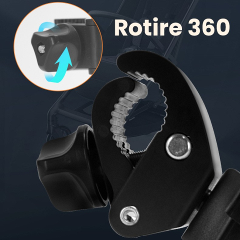 Suport universal pentru pahar si telefon, fixare de bara, rotire 360°, plastic ABS negru [6]