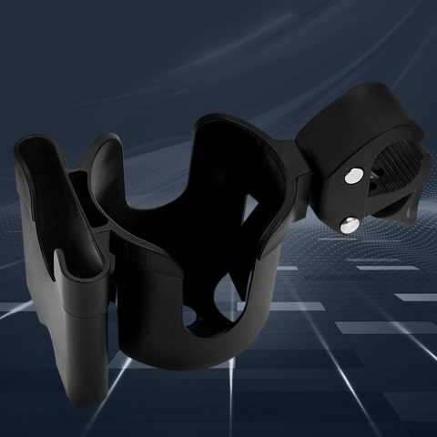 Suport universal pentru pahar si telefon, fixare de bara, rotire 360°, plastic ABS negru [5]