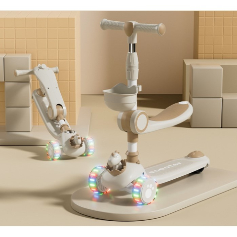 Trotineta multifunctionala 3 in 1, model dinozaur, cu lumini si muzica, reglabila 360 [2]