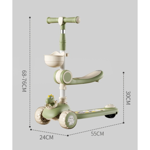 Trotineta multifunctionala 3 in 1, model dinozaur, cu lumini si muzica, reglabila [3]