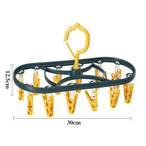 Uscator de rufe suspendat, 12 carlige, rotire 360 grade, plastic, 30 x 12.5 cm, albastru-galben [1]