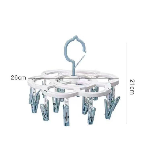 Uscator de rufe suspendat, 16 carlige, rotire 360 grade, plastic ABS, 26x21 cm, albastru [4]