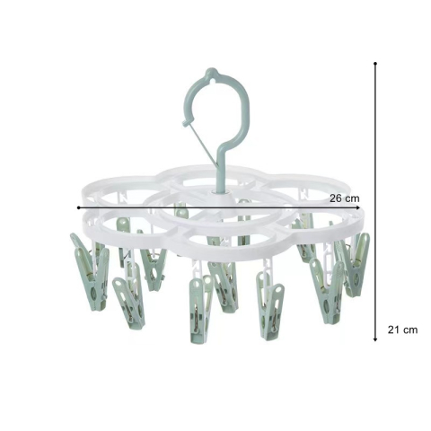 Uscator de rufe suspendat, 16 carlige, rotire 360 grade, plastic, verde [1]