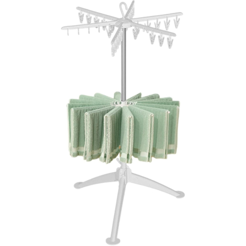 Uscator de rufe vertical, 2 niveluri, pliabil, rotire 360 grade, 130 x 75 cm, alb [4]