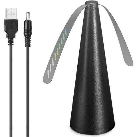 Umidificatoare & Aer - Ventilator exterior compact, repelent pentru muste si tantari, cu cablu USB si slot baterii, negru