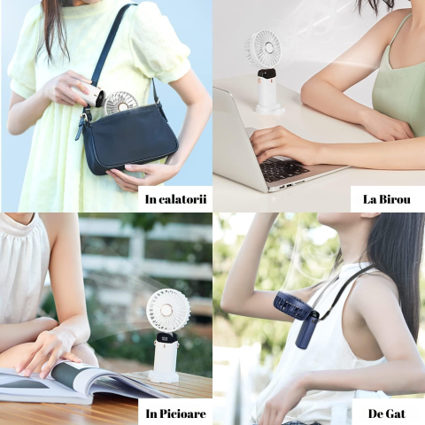 ventilator portabil pliabil cu ecran LCD alb [6]