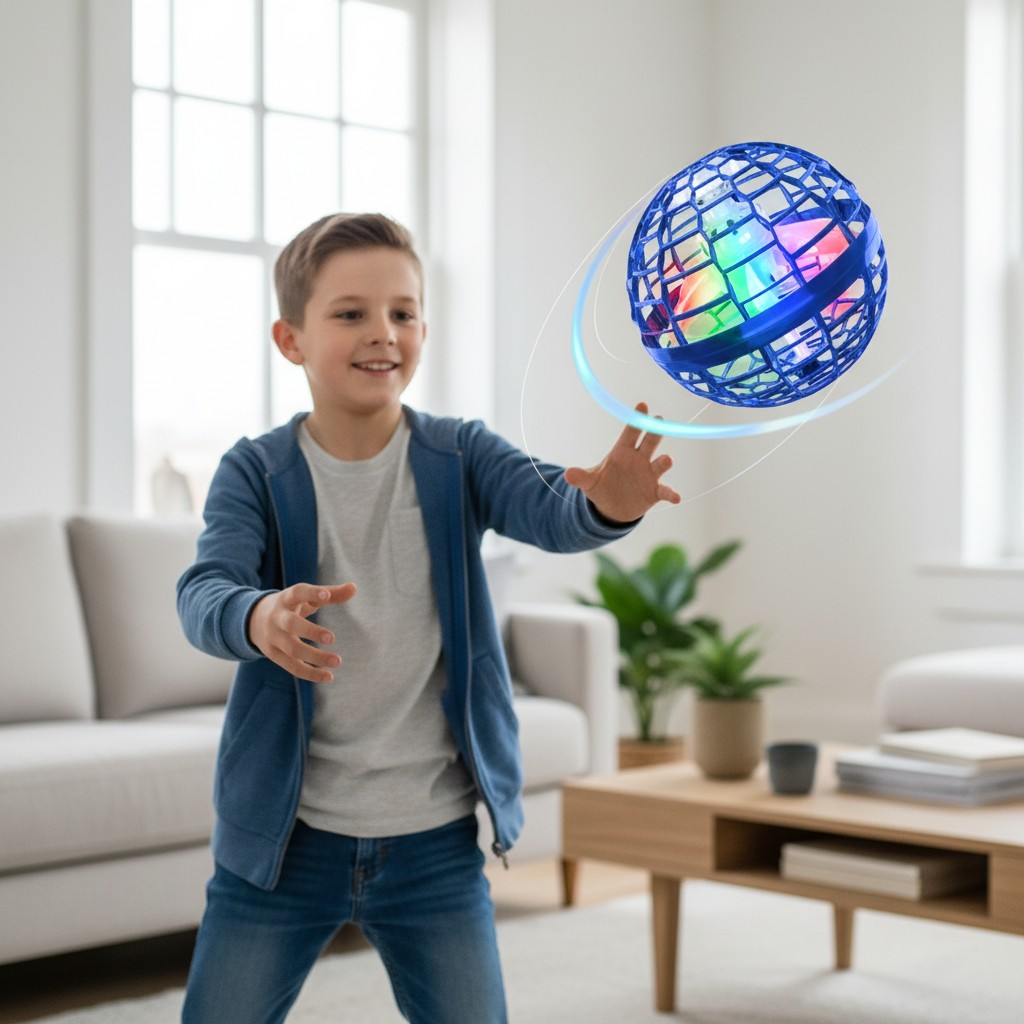 Distracție futuristă: Minge Zburătoare Magică cu Efect Boomerang!