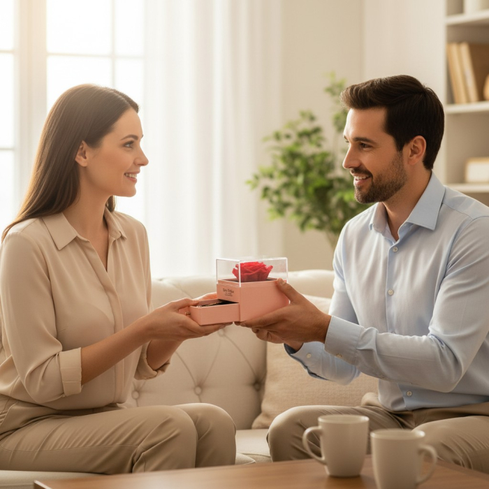 Aranjament cadou elegant cu flori de săpun și sertar secret (fără bijuterie inclusă). [2]