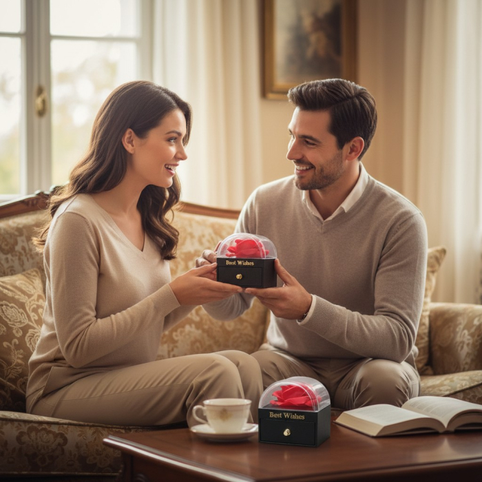 Cutie de lux pentru cadou cu trandafiri de săpun și sertar de bijuterii. [2]