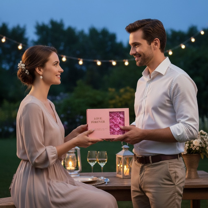 Cutie LoveBox cu 12 trandafiri de săpun în culorile roșu, roz și negru. [2]