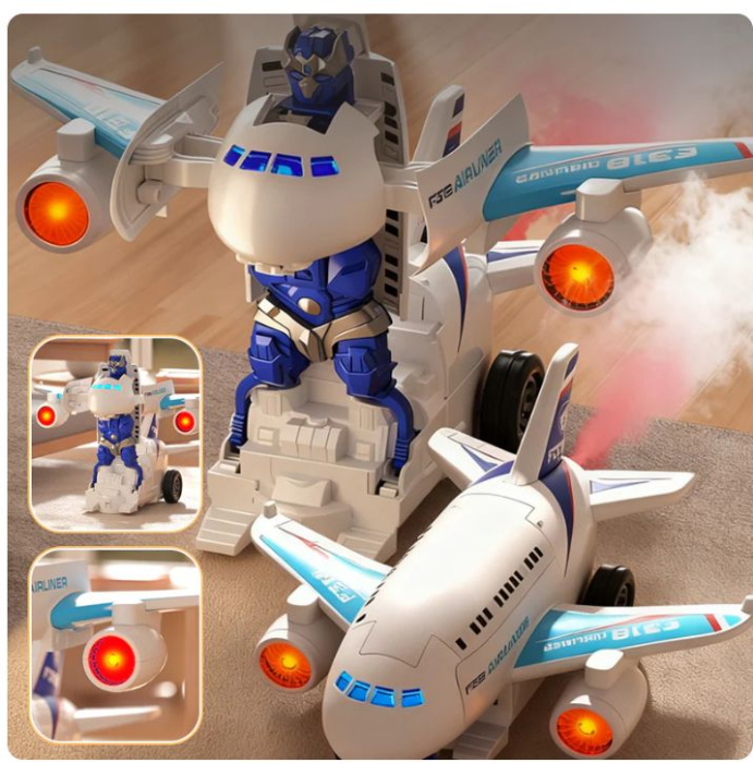 Avion transformer muzical F318 Airliner alb cu lumini LED. [4]