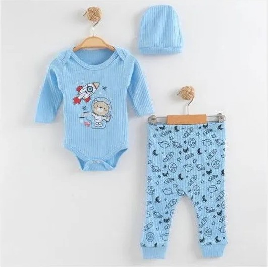 Compleu bleumarin pentru bebelusi 3-12 luni cu imprimeu astronaut si tematica spatiala. [2]