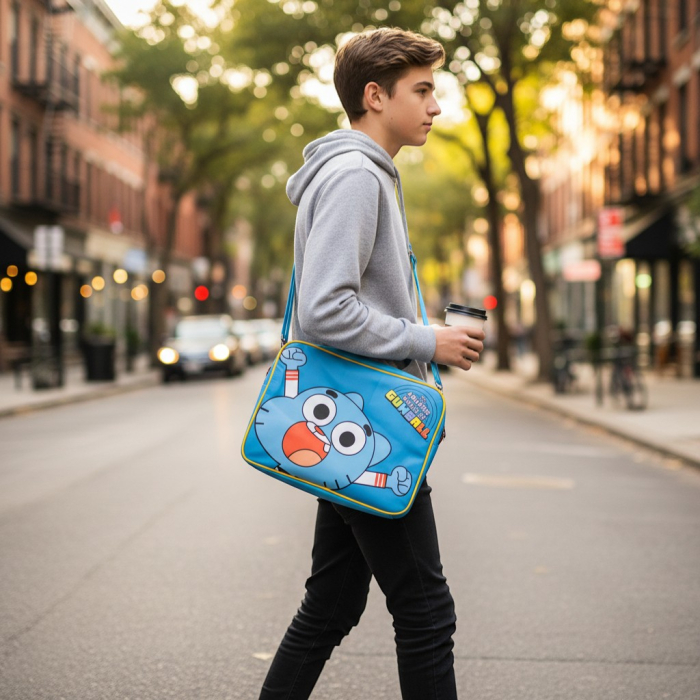 Geantă de umăr albastră pentru copii model The Amazing World of Gumball [2]