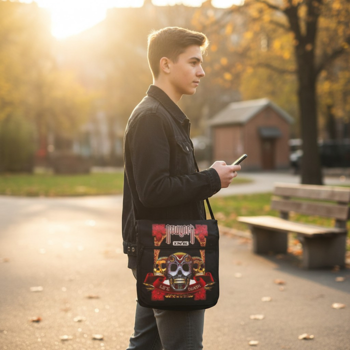 Geanta laptop tip postas Ed Hardy Miami Ink imprimeu craniu New York Ink [2]