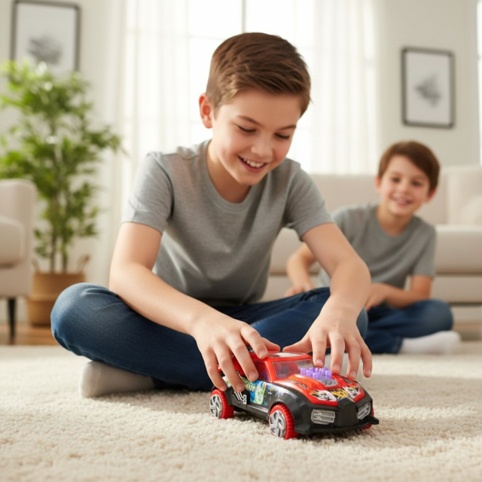 Masina Muscle Car Gear 595 transparenta cu angrenaje mobile si lumini LED. [2]