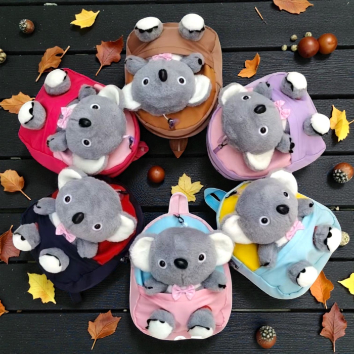 Ghiozdan pentru copii cu jucărie Koala din pluș 3D integrată, culori mixte. [3]