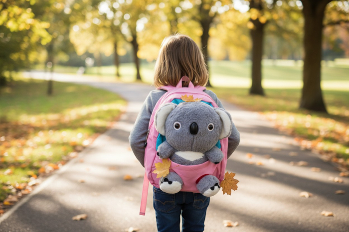 Ghiozdan pentru copii cu jucărie Koala din pluș 3D integrată, culori mixte. [2]