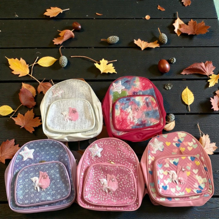 Ghiozdan roz cu unicorn 3D, paiete sclipitoare și buzunar frontal pentru fetițe. [3]