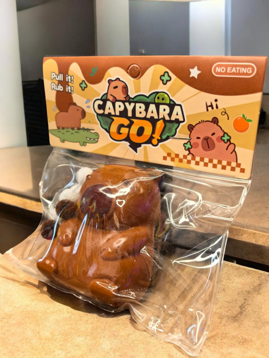 Jucărie antistres tip squishy în formă de capybara simplu, culoare maro/bej, dimensiune 5.5 cm. [4]