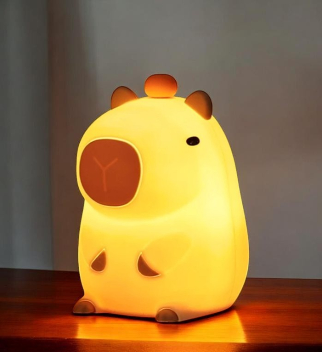 Lampa de noapte Capybara din silicon moale cu lumina multicolora si USB. [3]